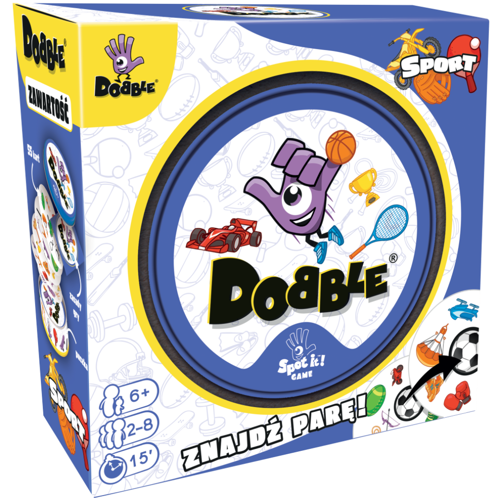 Zdjęcie pudełka gry planszowej dobble sport