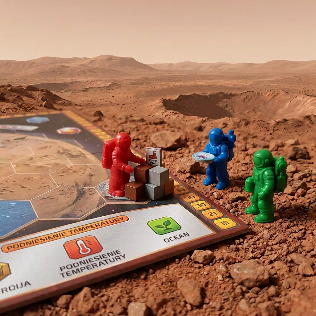 Astronauci grający terrafrmację marsa na marsie