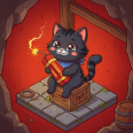 Czarny kotek z dynamitem z gry eksplodujące kotki