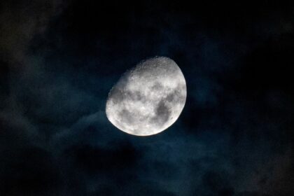 close up of a bright moon against a night sky